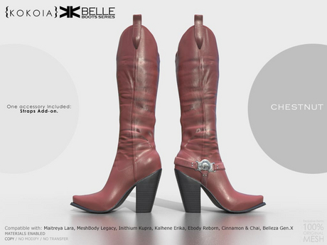 Second Life Marketplace - Belle :: Woman Boots :: 10 Colors :: {kokoia}
