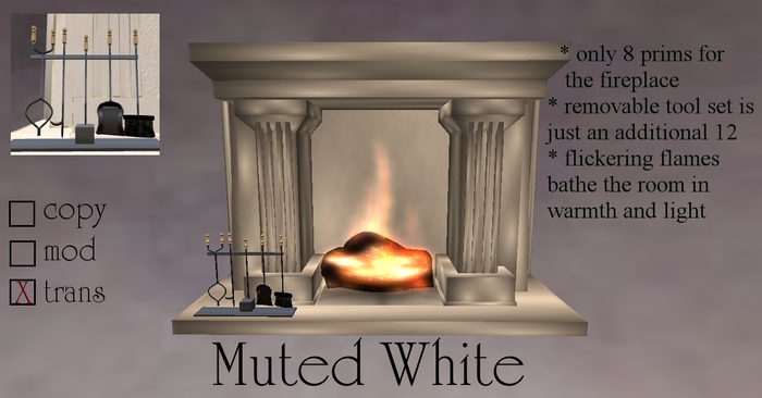 [offM] Pillar Fireplace - Muted White boxed