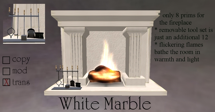 [offM] Pillar Fireplace - White Marble boxed