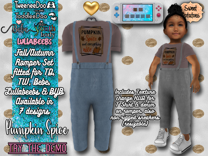< SP > Fall/Autumn Romper set for TD/TW/BEBE/LB/BYB - Pumpkin Spice