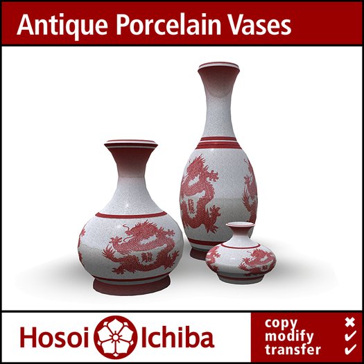 Decor & Lighting - Antique Japanese Vase Set - Red Dragon