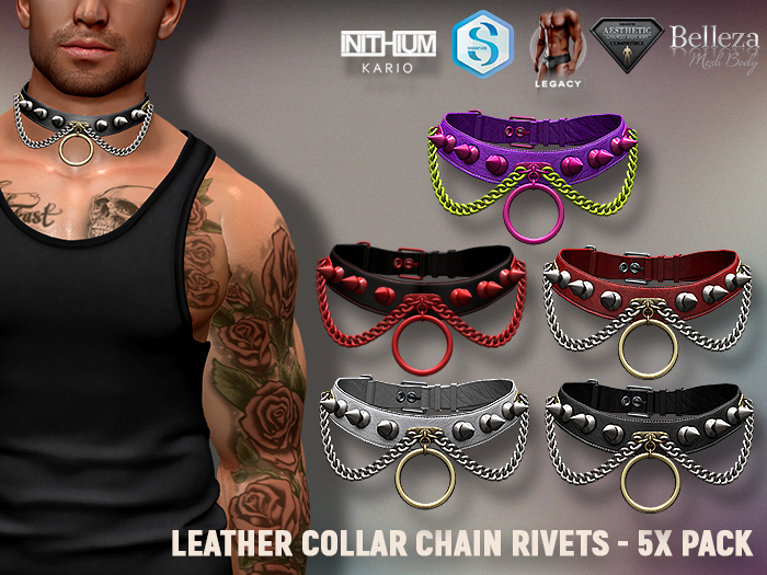 [7/11] Leather Collar Chain Rivets - 5x Pack