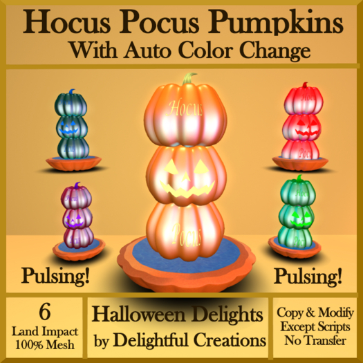 Hocus Pocus Color Changing Pulsing Pumpkins