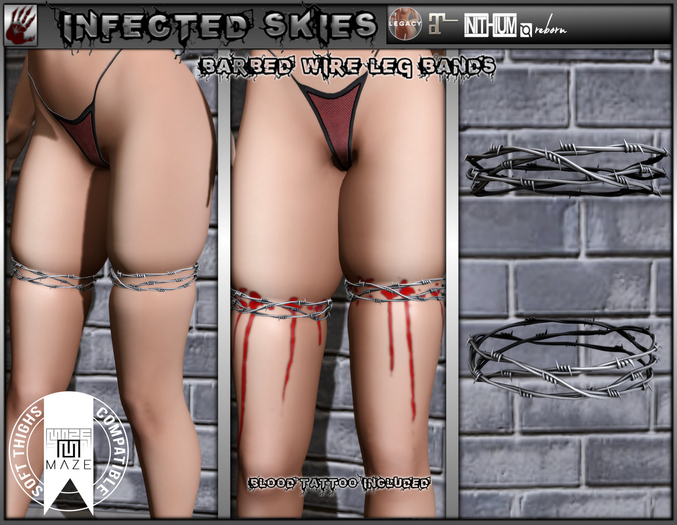 *IS* Barbed Wire Leg Bands Silver  