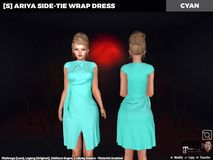 [S] Ariya Side-Tie Wrap Dress Cyan