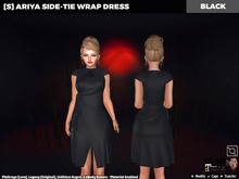 [S] Ariya Side-Tie Wrap Dress Black