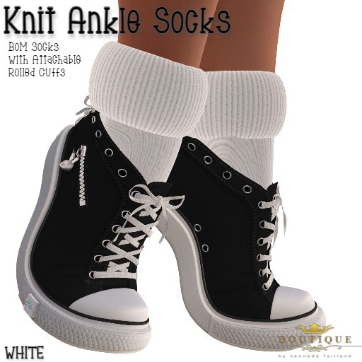 BoM White ANKLE SOCKS & ROLLED CUFFS (Boxed)