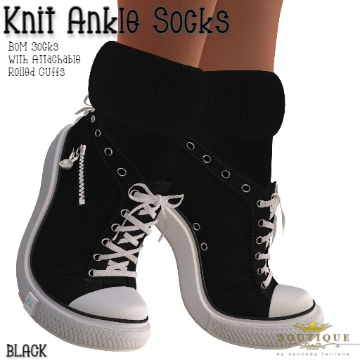 BoM Black ANKLE SOCKS & ROLLED CUFFS (Boxed)