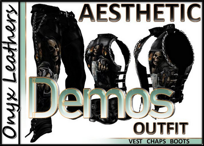 Demos for AESTHETIC Reaper vest chaps boots outfit