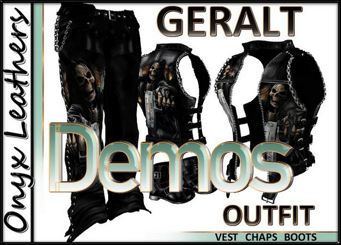 Demos for GERALT Reaper vest chaps boots outfit