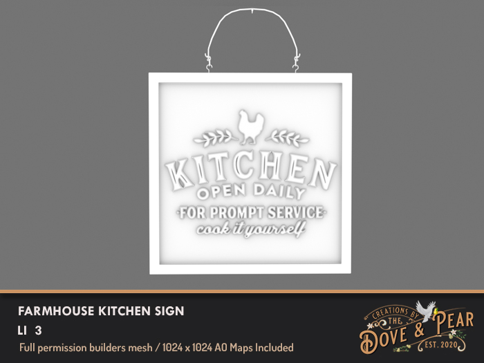 Dove & Pear for Builders - Farmhouse Kitchen Open Sign 
