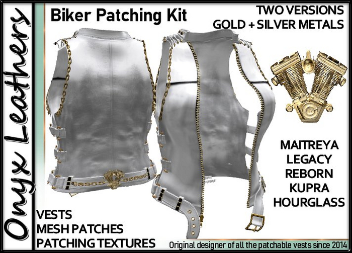 Vests Patching kit for bikers - Silver + Gold metals Included