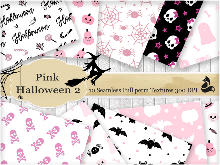 FF Pink Halloween Seamless Textures 2