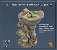 Frog Stone Bird Bath with Dragon Fly
