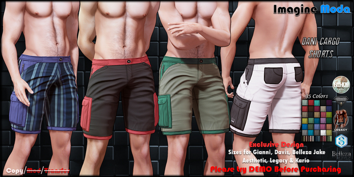 Dani Cargo Shorts -FATPACK- Aesthetic, Davis, Gianni, Jake, Legacy M, Kario -Imagine-