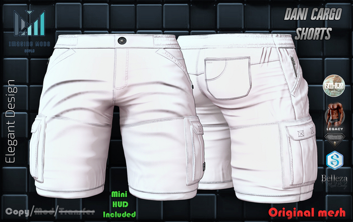 Dani Cargo Shorts -White- Aesthetic, Gianni, Davis, Jake, Legacy M, Kario -Imagine-
