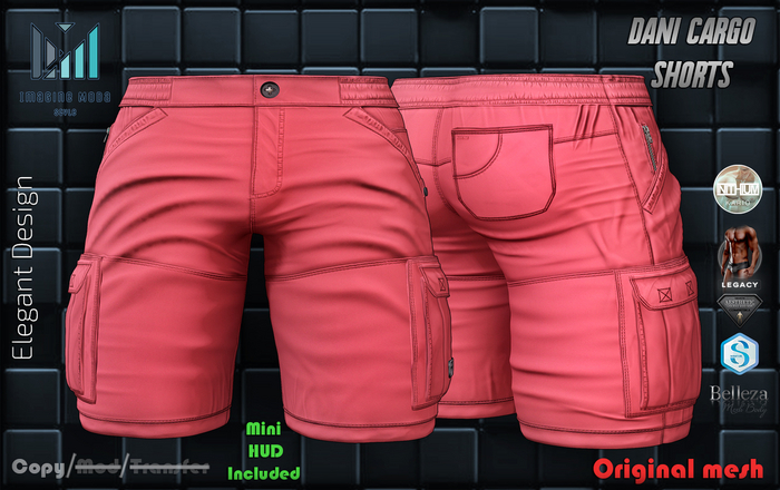 Dani Cargo Shorts -Red- Aesthetic, Gianni, Davis, Jake, Legacy M, Kario -Imagine-
