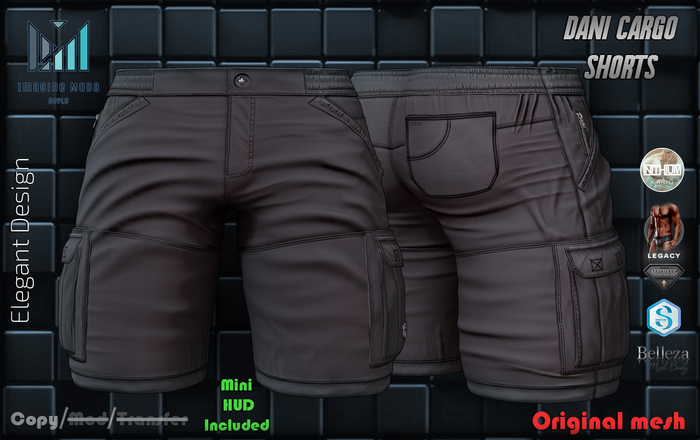 Dani Cargo Shorts -Black- Aesthetic, Gianni, Davis, Jake, Legacy M, Kario -Imagine-