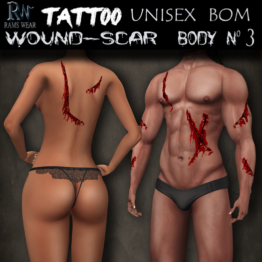 RAMS WEAR--Tattoo-Wound Scar Body-3-[add&click]