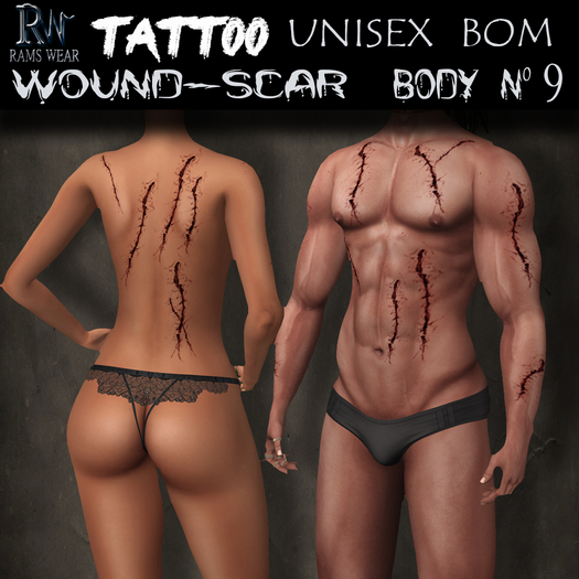 RAMS WEAR--Tattoo-Wound Scar Body-9-[add&click]