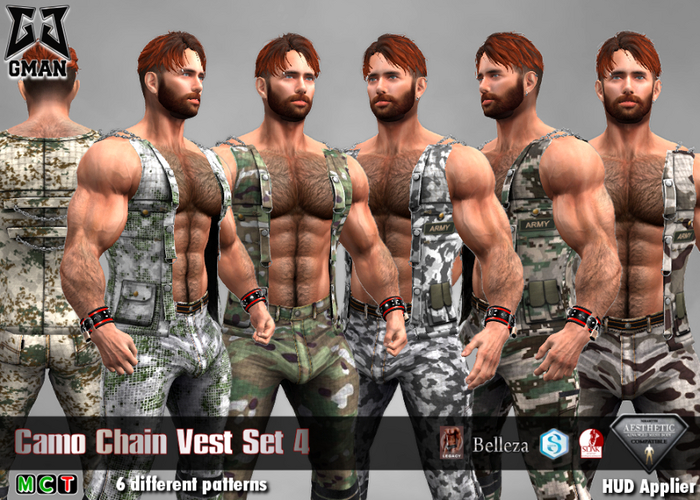 [GMan] V - Camo Chain Vest Set 4