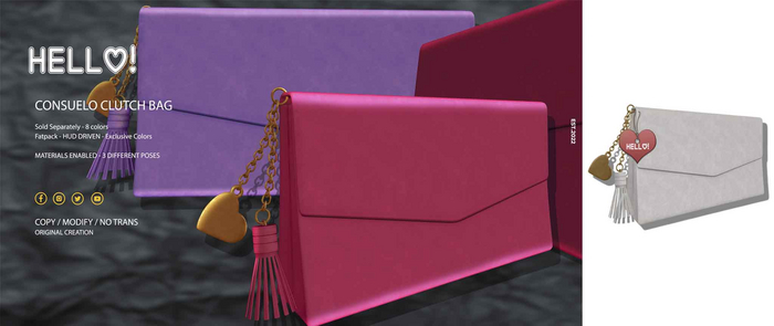 :::WHITE:::HELLO:::Consuelo CLUTCH BAG:::