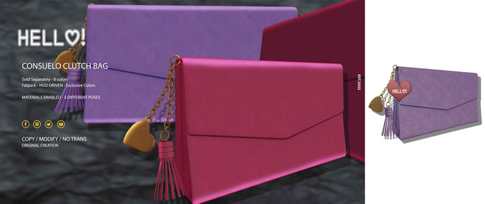 :::PURPLE:::HELLO:::Consuelo CLUTCH BAG:::