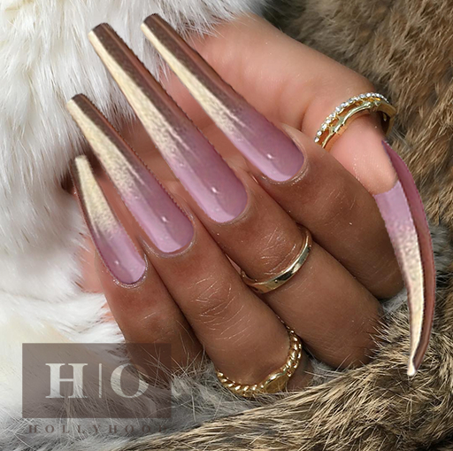 Hollyhood Long Coffin Nails Golden