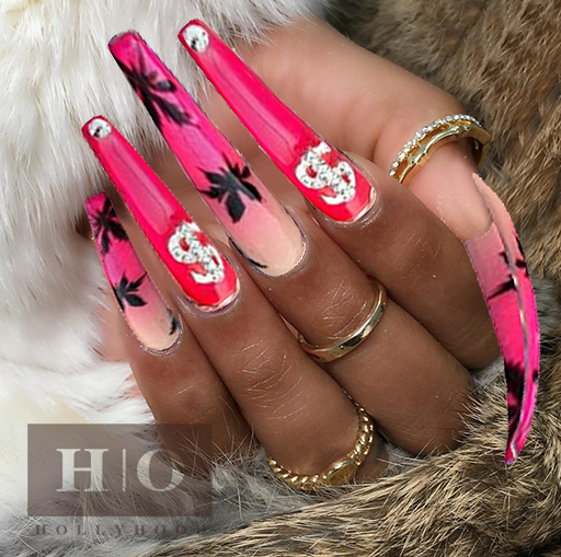 Hollyhood Long Coffin Nails Expensive Palms