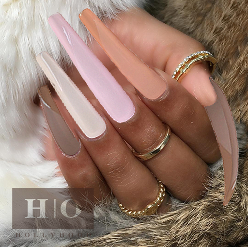 Hollyhood Long Coffin Nails Creamy