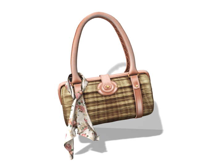 Rattan R bag with scarf (rose)