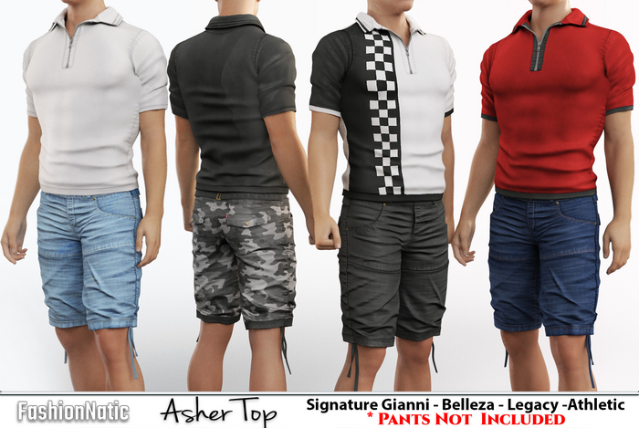 Asher Top Male Fatpack Colors - Signature Gianni, Belleza Jake , Legacy - FashionNatic