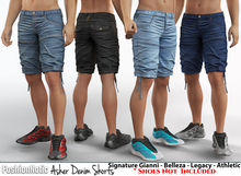 Asher Male Shorts Fatpack Jeans - Denim - Signature Gianni, Belleza Jake , Legacy - FashionNatic