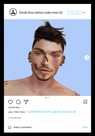 [DIVAH]FACE TATTOO BOM EVOX MALE O2{Click Unpack}