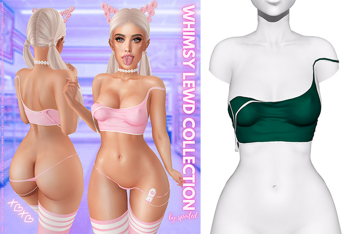 Spoiled - Whimsy Lewd Crop Top Emerald *Updated* for LaraX,Waifus,Mounds,Teacups & More
