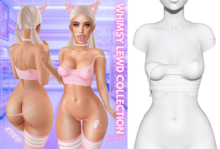 Spoiled - Whimsy Lewd Crop Top White *Updated* for LaraX,Waifus,Mounds,Teacups & More