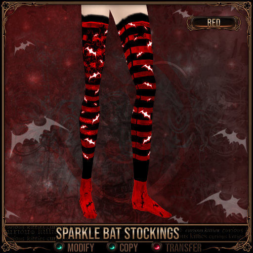 *C:K* Sparkle Bat Stockings - Red
