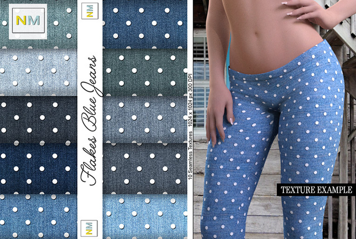 Flakes Blue Jeans Patterns Kit 10 Seamless Textures NM