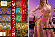 Glamour Charmeuse A Patterns Kit 10 Seamless Textures NM Silk Satin Fabrics Gold Glitter