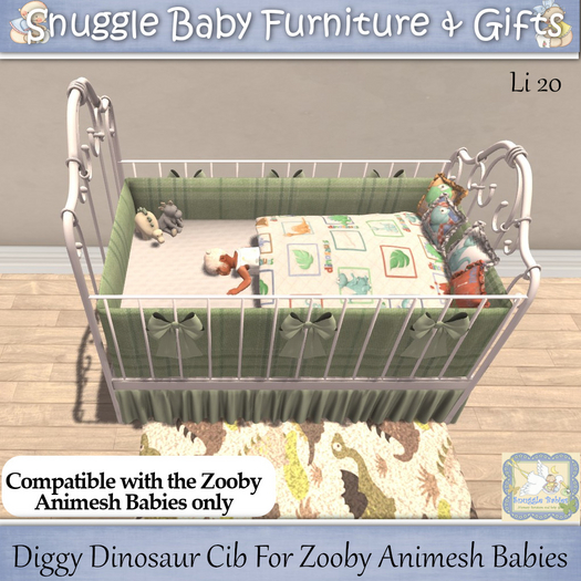 Diggy Dinosaur  Crib For Zooby Animesh Babies Boxed