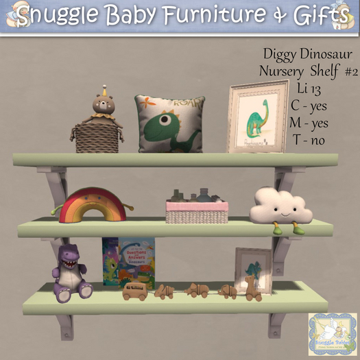 Diggy Dinosaur Nursery  Shelf  # 2 By Snuggle Baby 