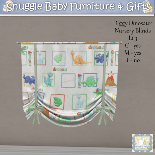 Diggy Dinosaur Nursery Blinds By Snuggle baby 