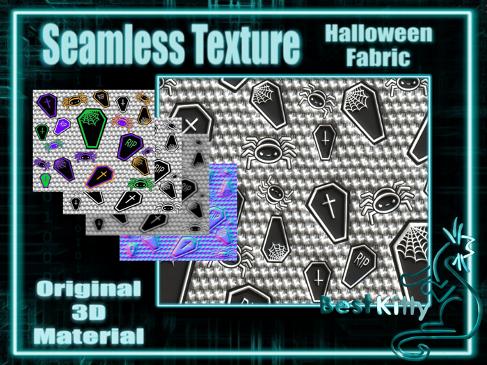 Best Kitty Seamless 3D Textures and Materials: Halloween Fabric