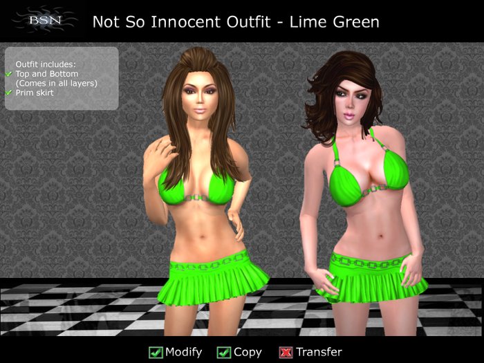 BSN Not So Innocent Outfit - Lime Green