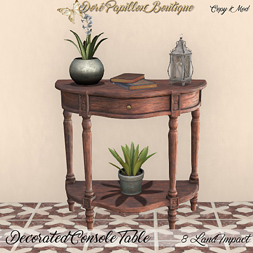 DPB Decorated Console Table - Rustic