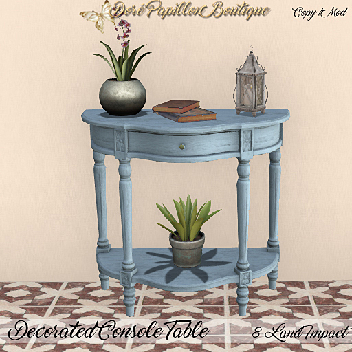 DPB Decorated Console Table - Baby Blue