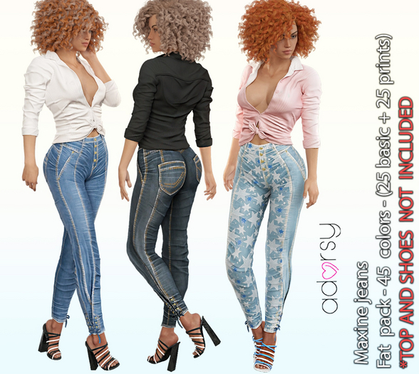adorsy - Maxine Denim Pants Fatpack - Maitreya/Legacy/Kupra/Reborn
