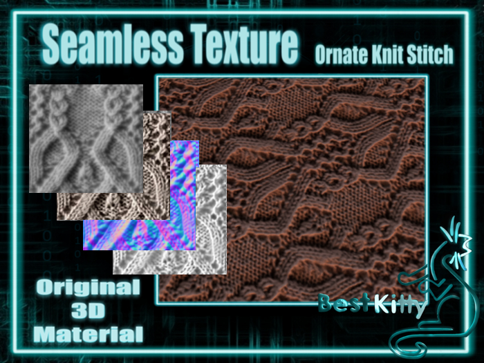 Best Kitty Seamless 3D Textures and Materials: Ornate stitch knit