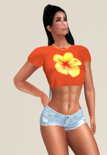 Yellow Hibiscus half tee