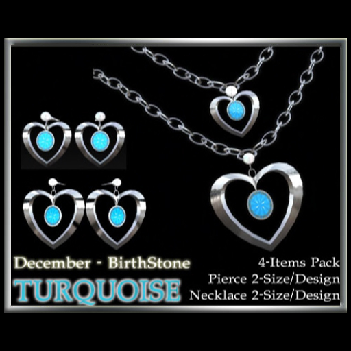 *BirthStone*Heart SV Necklace&Pierce12[December-Turquoise]